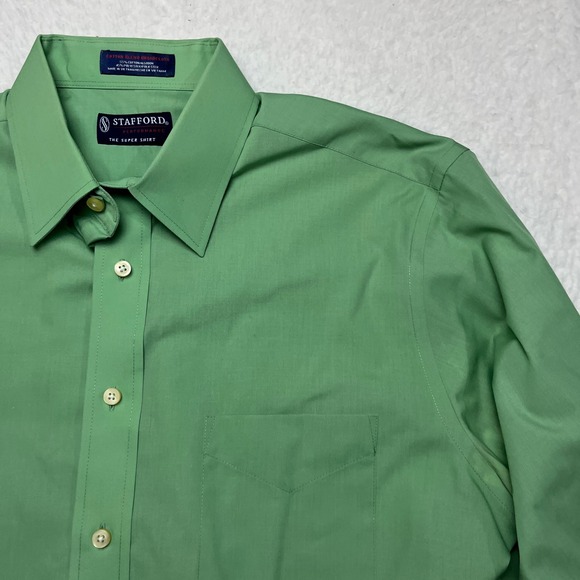 Stafford Other - Stafford Dress Shirt Mens 16 32-33 Green The Super Shirt Classic Performance